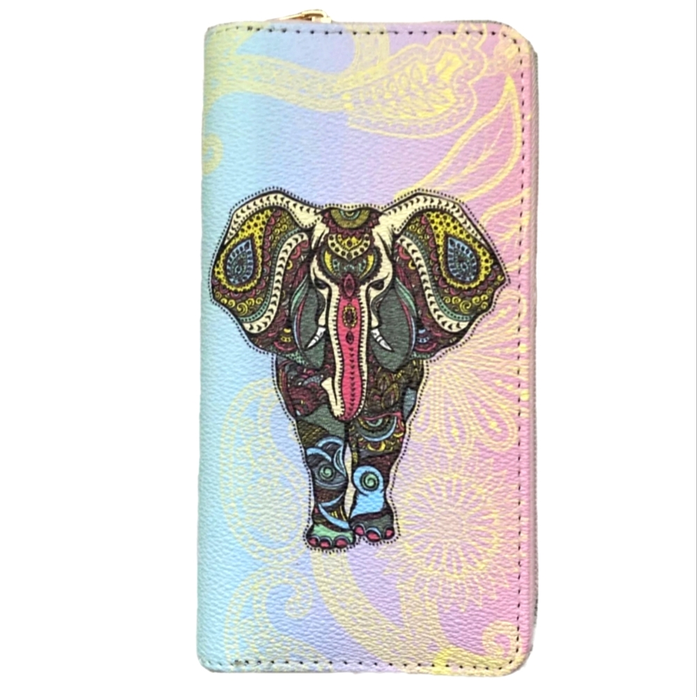 Indian Elephant Bohemian Style Zipper Wallet